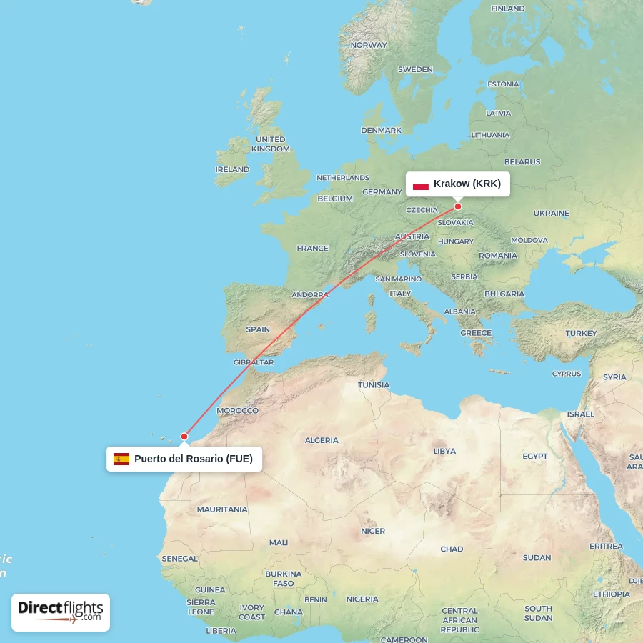 FUE - KRK route map