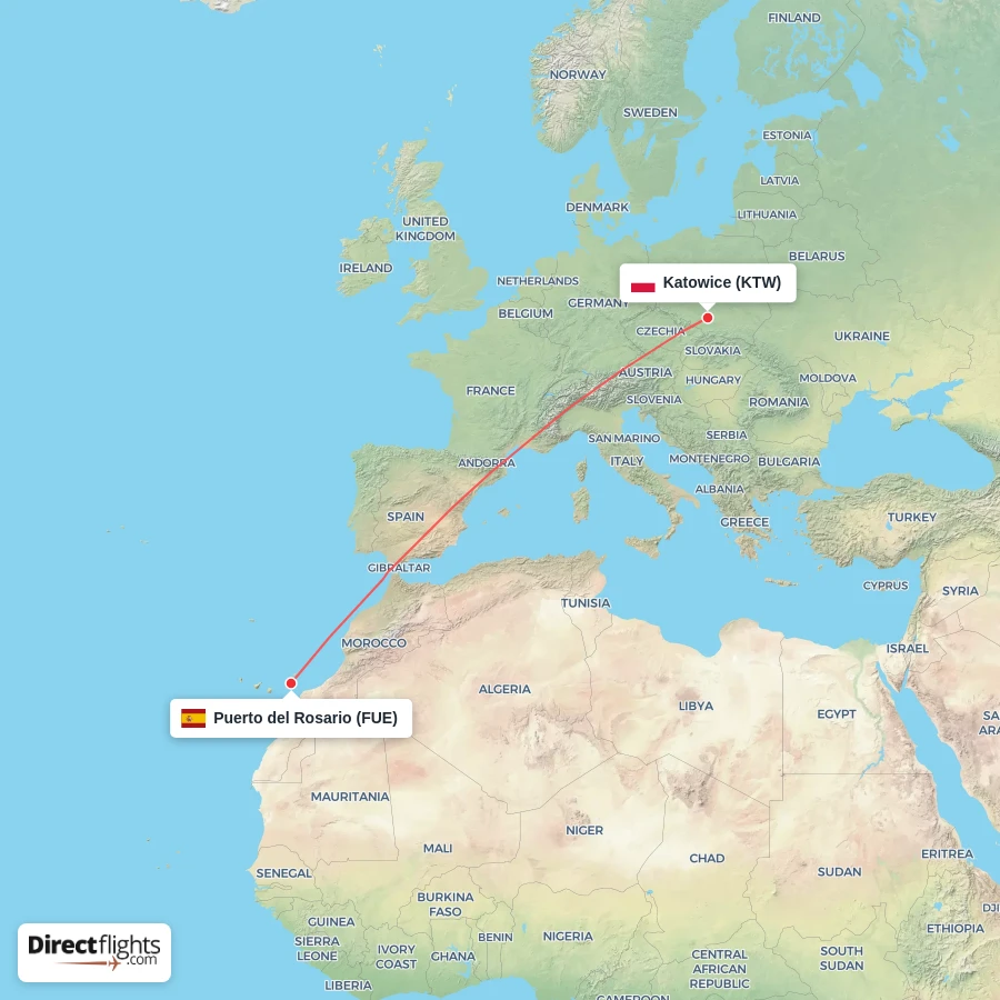 FUE - KTW route map