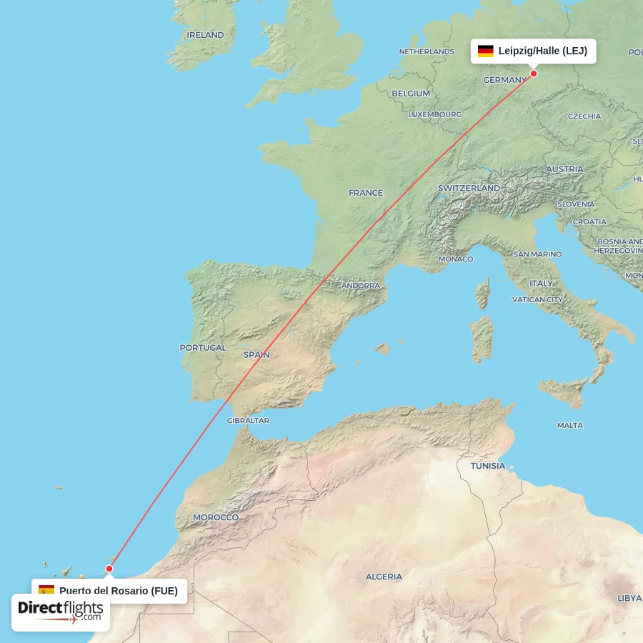 FUE - LEJ route map