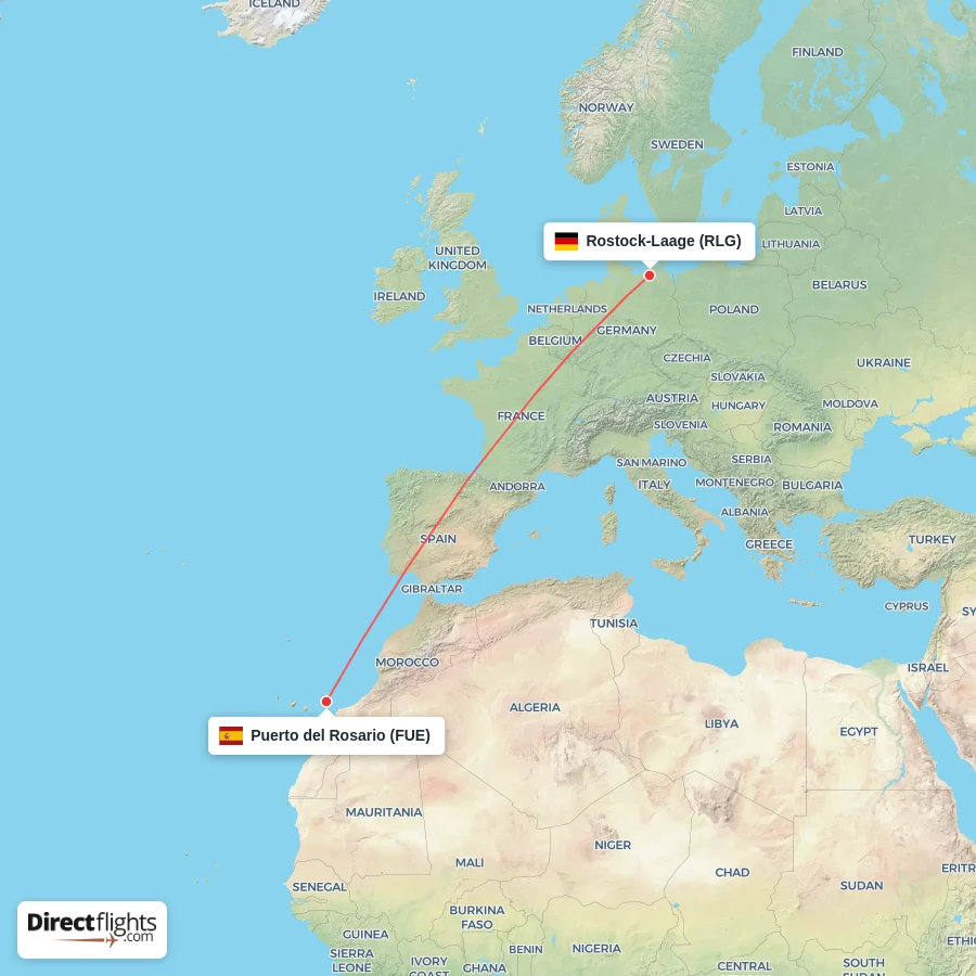 FUE - RLG route map