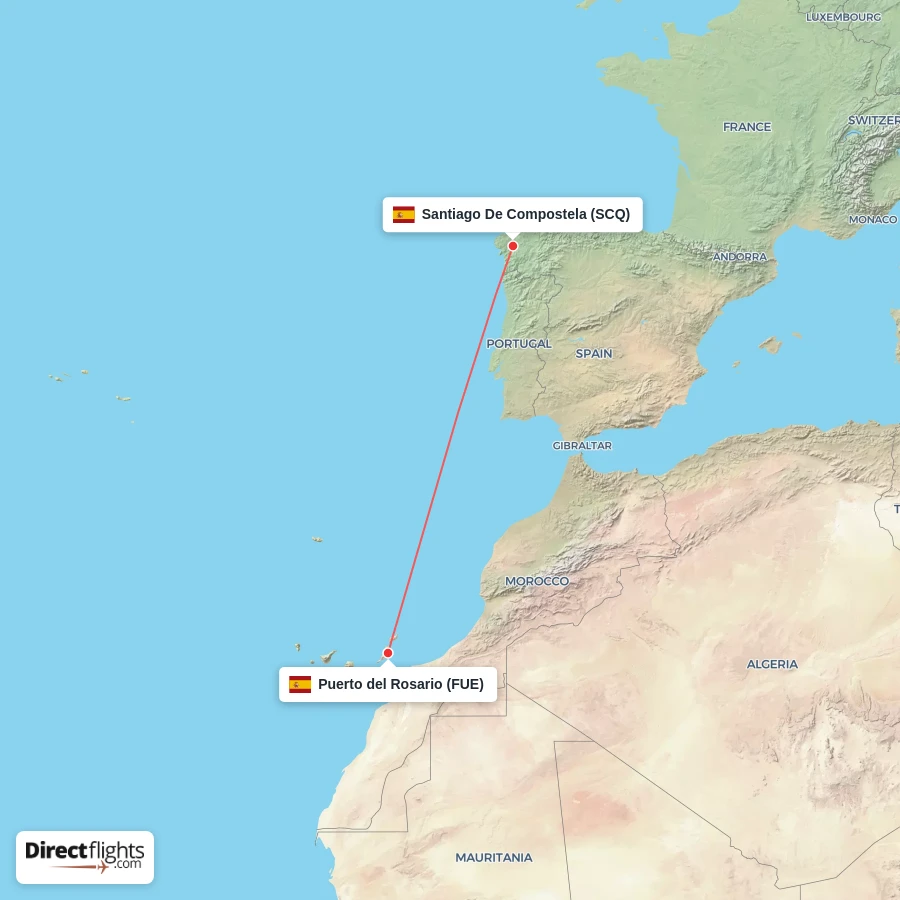 FUE - SCQ route map