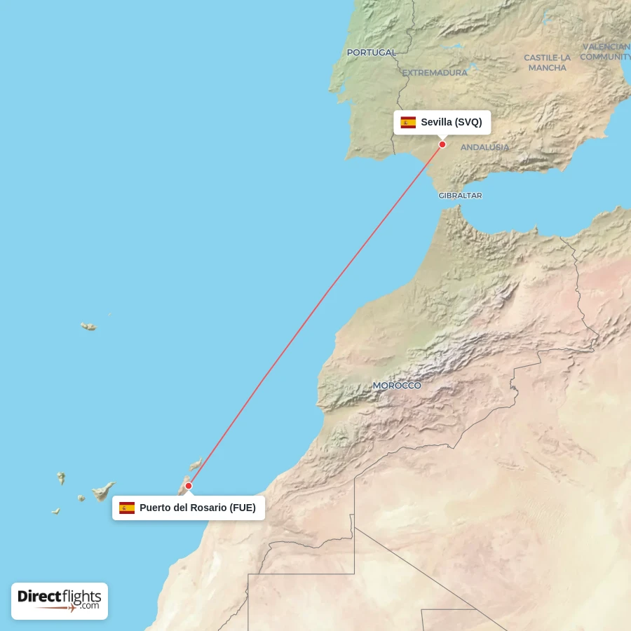 FUE - SVQ route map