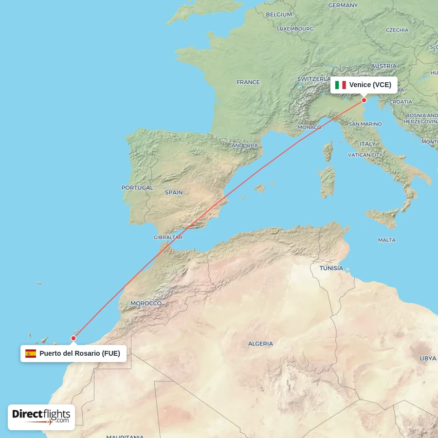 FUE - VCE route map