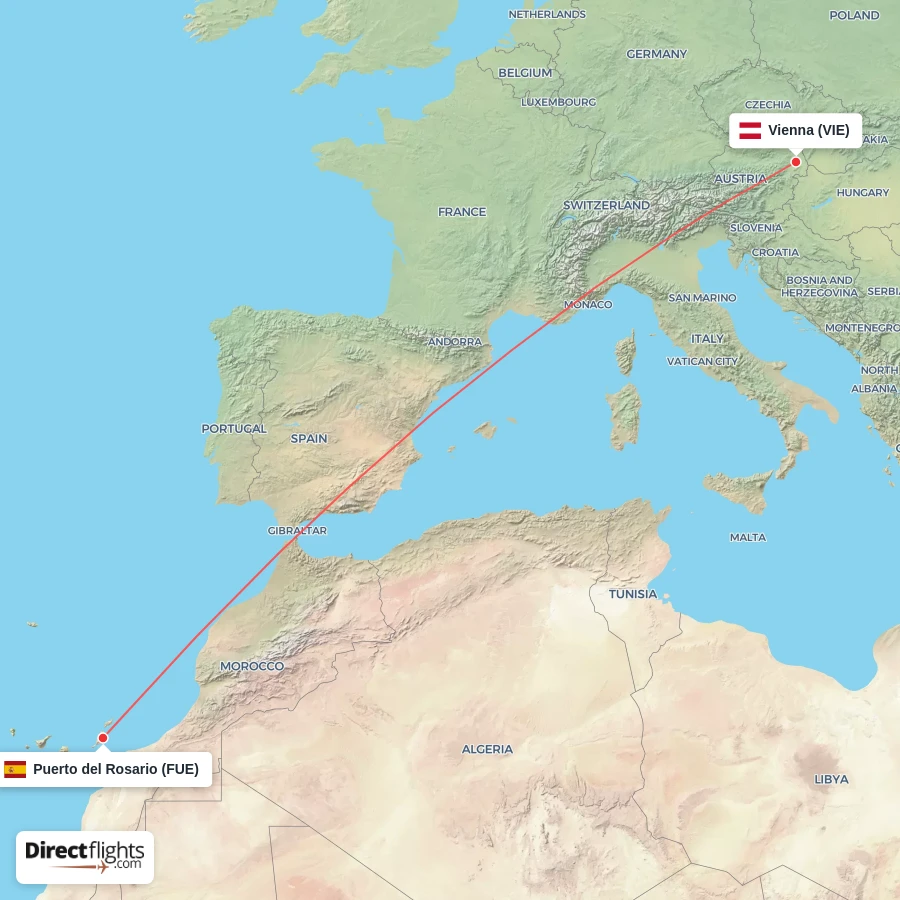 FUE - VIE route map