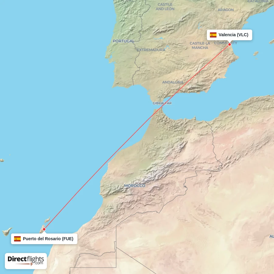 FUE - VLC route map