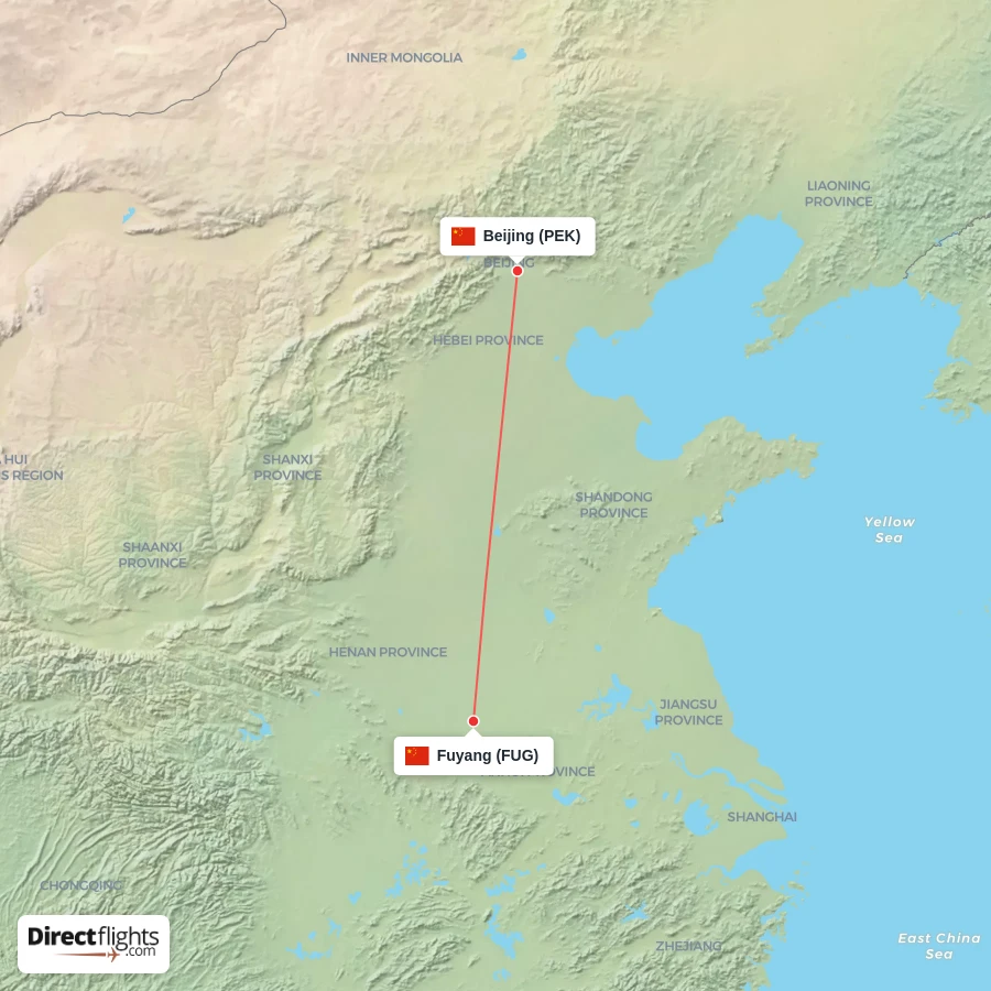 FUG - PEK route map