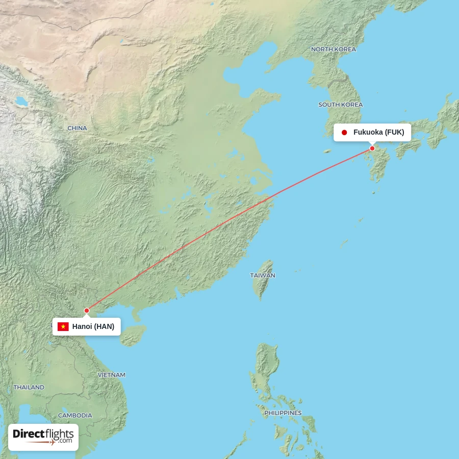 FUK - HAN route map