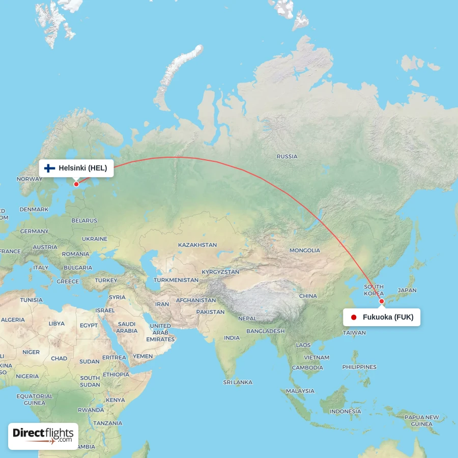 FUK - HEL route map
