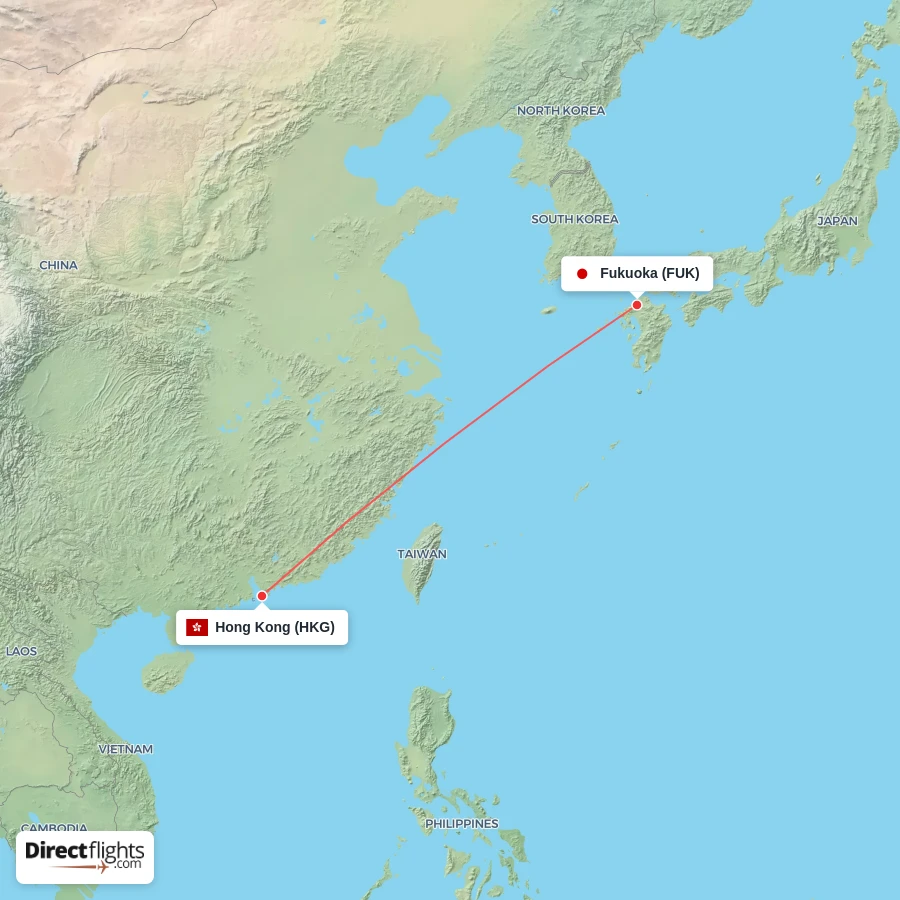 FUK - HKG route map