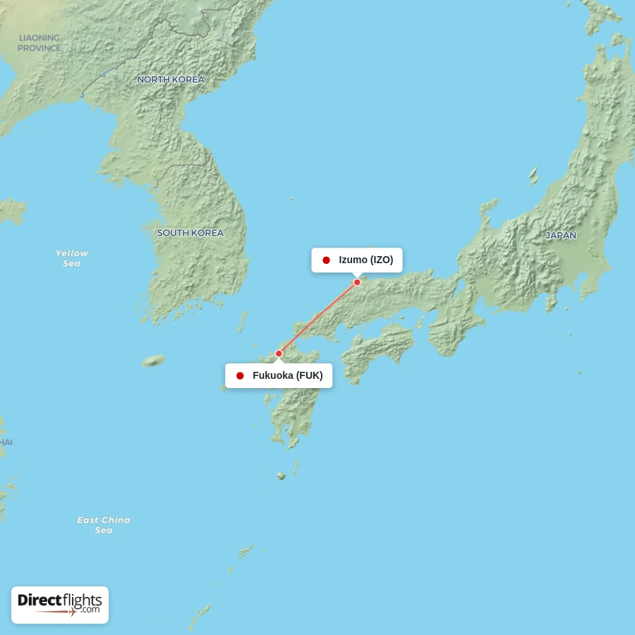 FUK - IZO route map