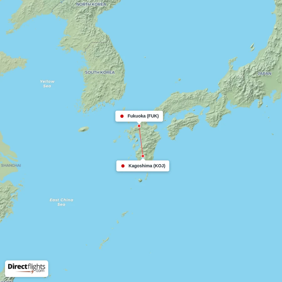 FUK - KOJ route map