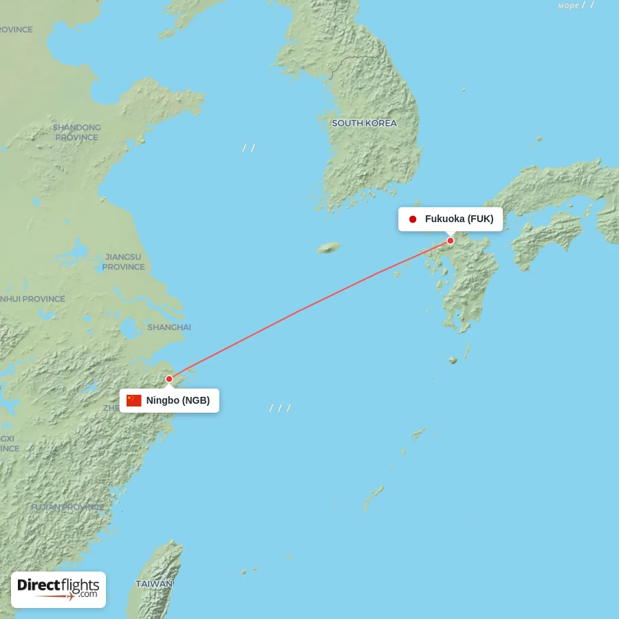 FUK - NGB route map