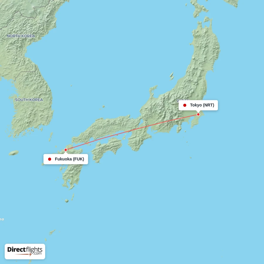 FUK - NRT route map