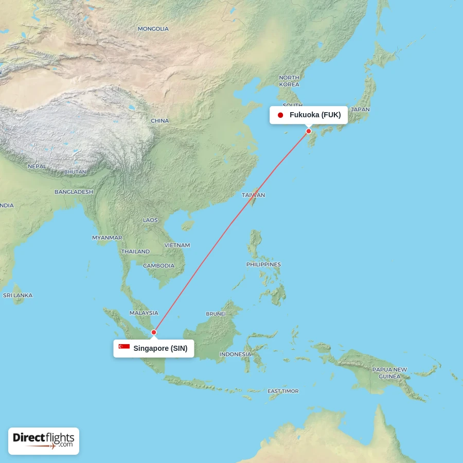 FUK - SIN route map