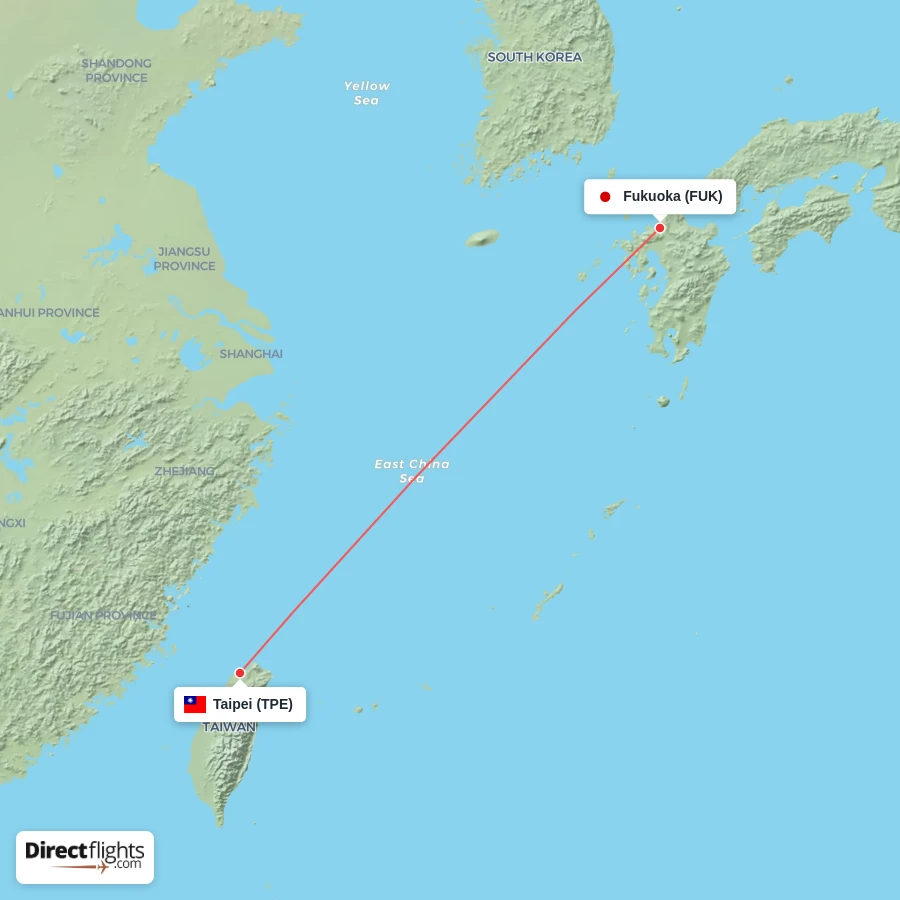 FUK - TPE route map