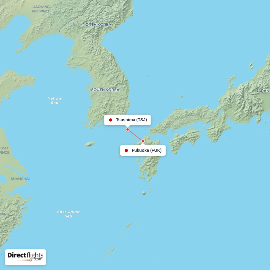 FUK - TSJ route map