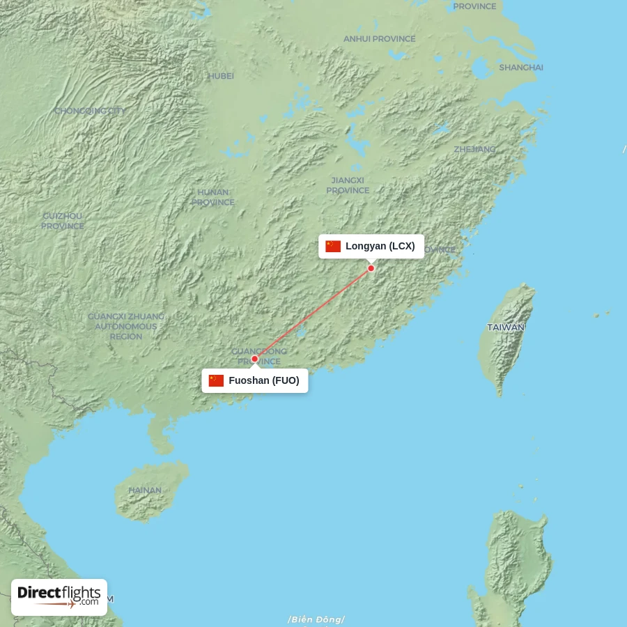 FUO - LCX route map