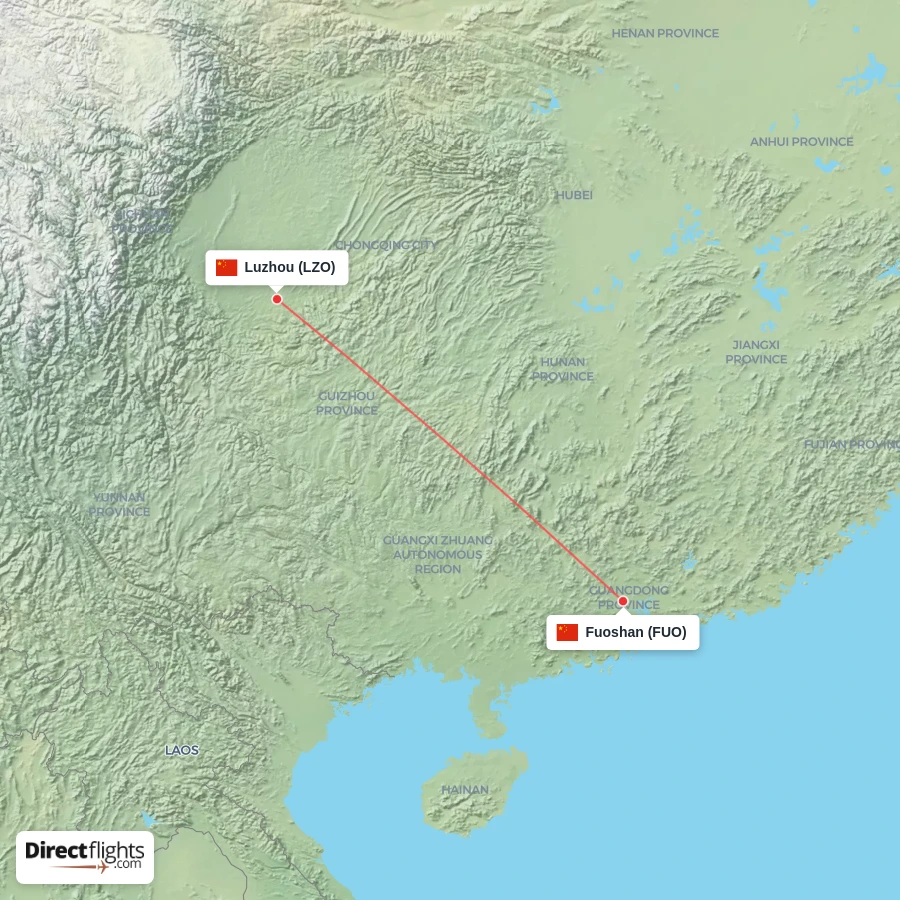 FUO - LZO route map