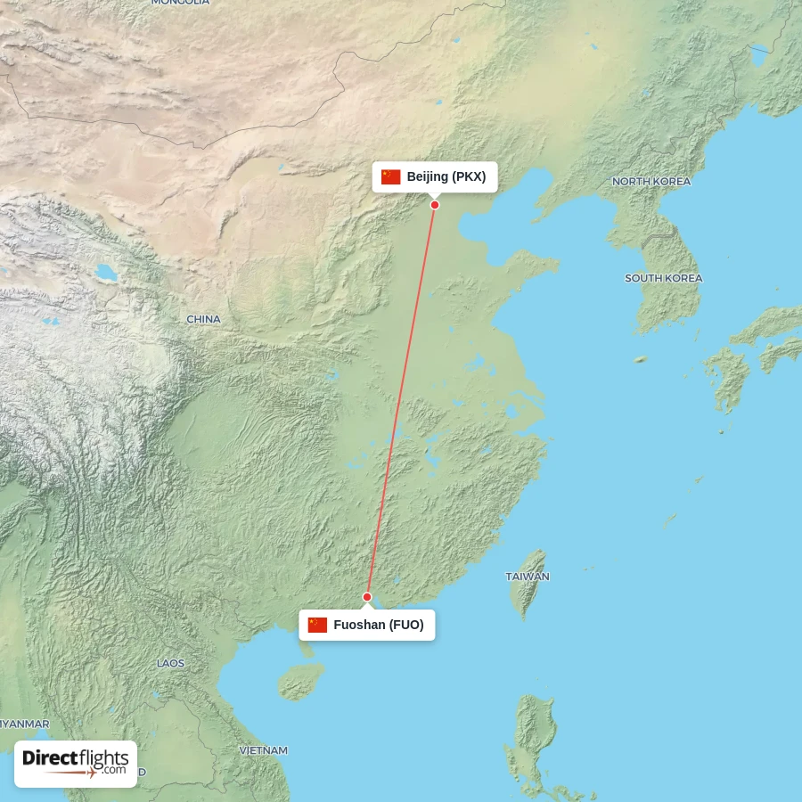 FUO - PKX route map