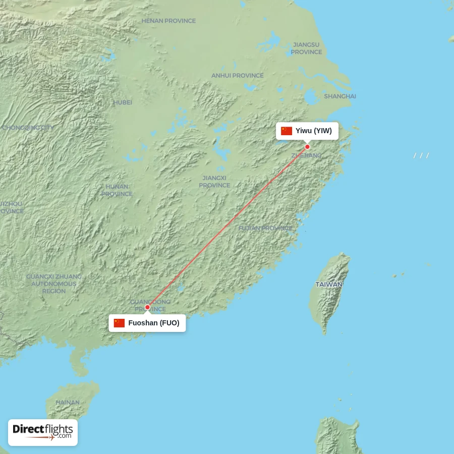 FUO - YIW route map
