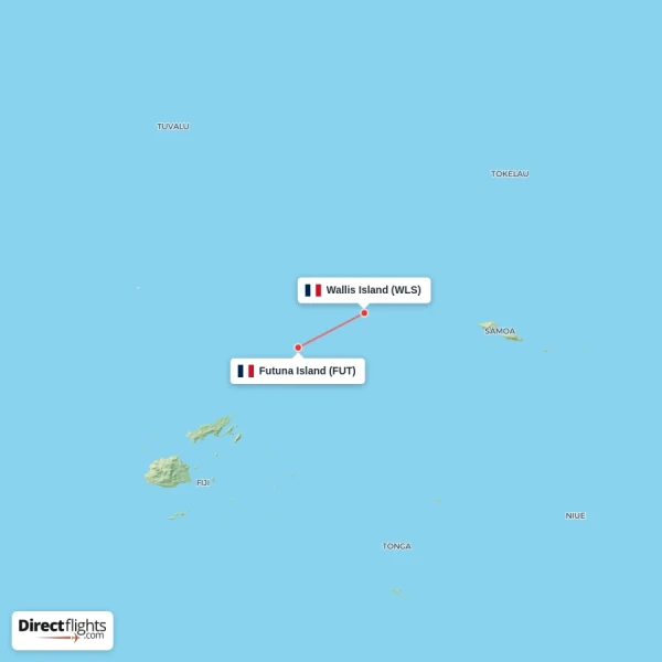 Futuna Island - Wallis Island direct flight map