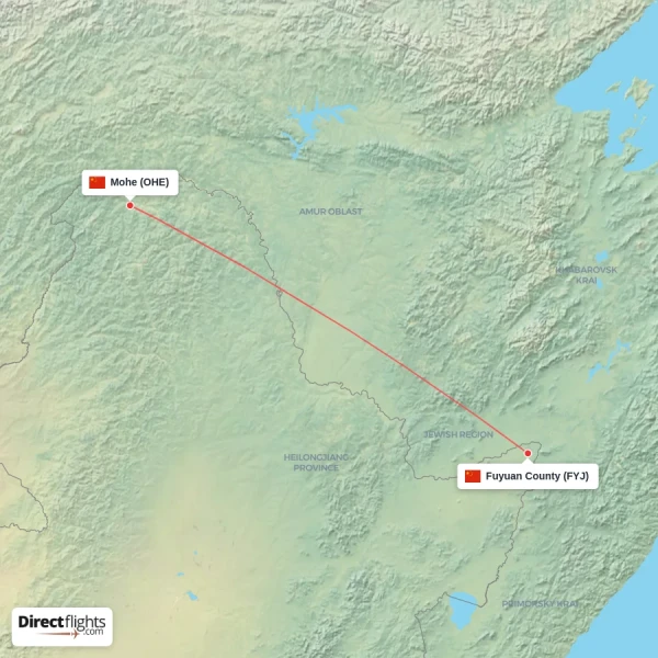 Fuyuan County - Mohe direct flight map