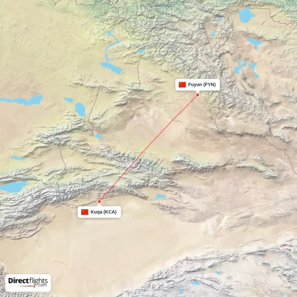 Fuyun - Kuqa direct flight map