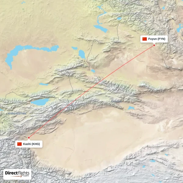 Fuyun - Kashi direct flight map