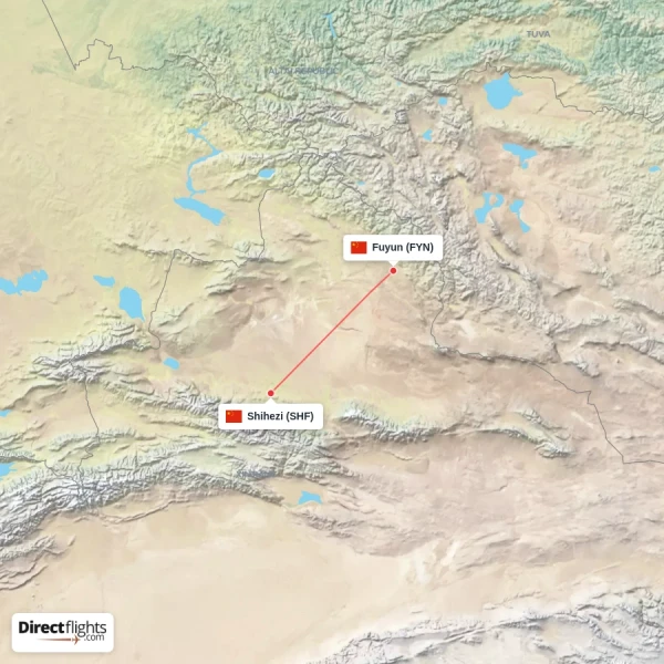 Fuyun - Shihezi direct flight map