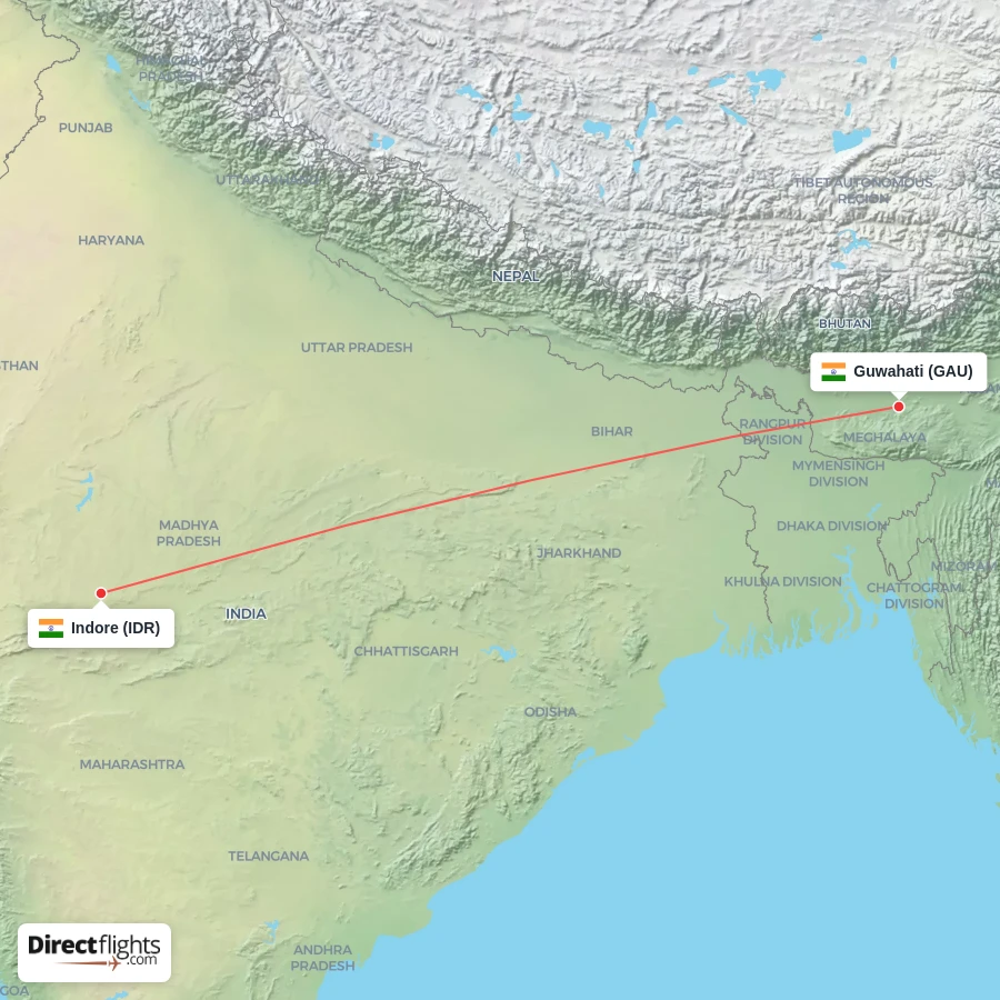 GAU - IDR route map