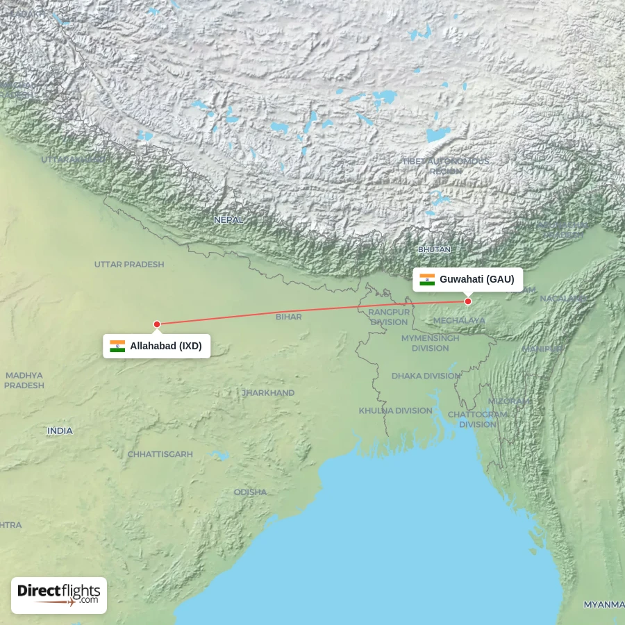 GAU - IXD route map