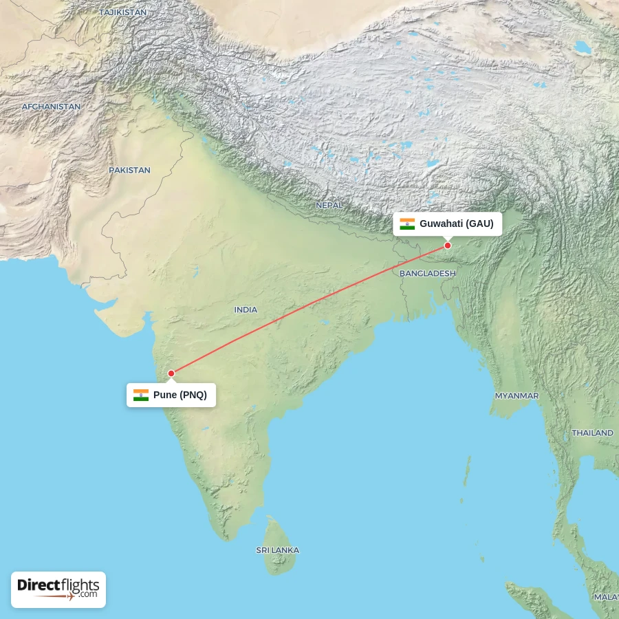 GAU - PNQ route map
