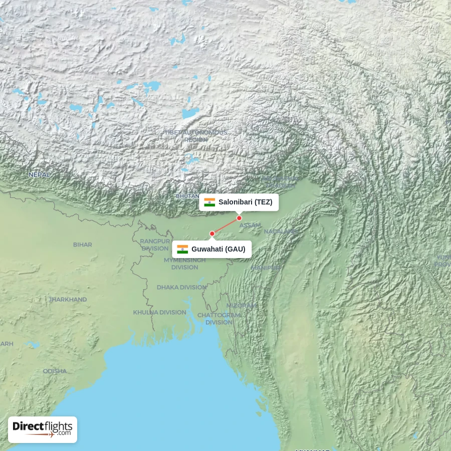 GAU - TEZ route map