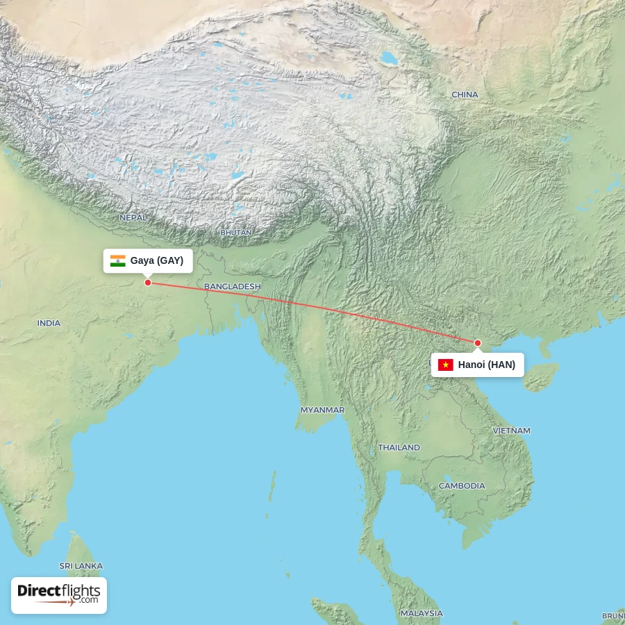 GAY - HAN route map