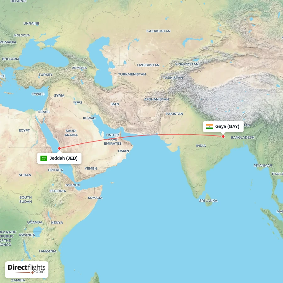 GAY - JED route map