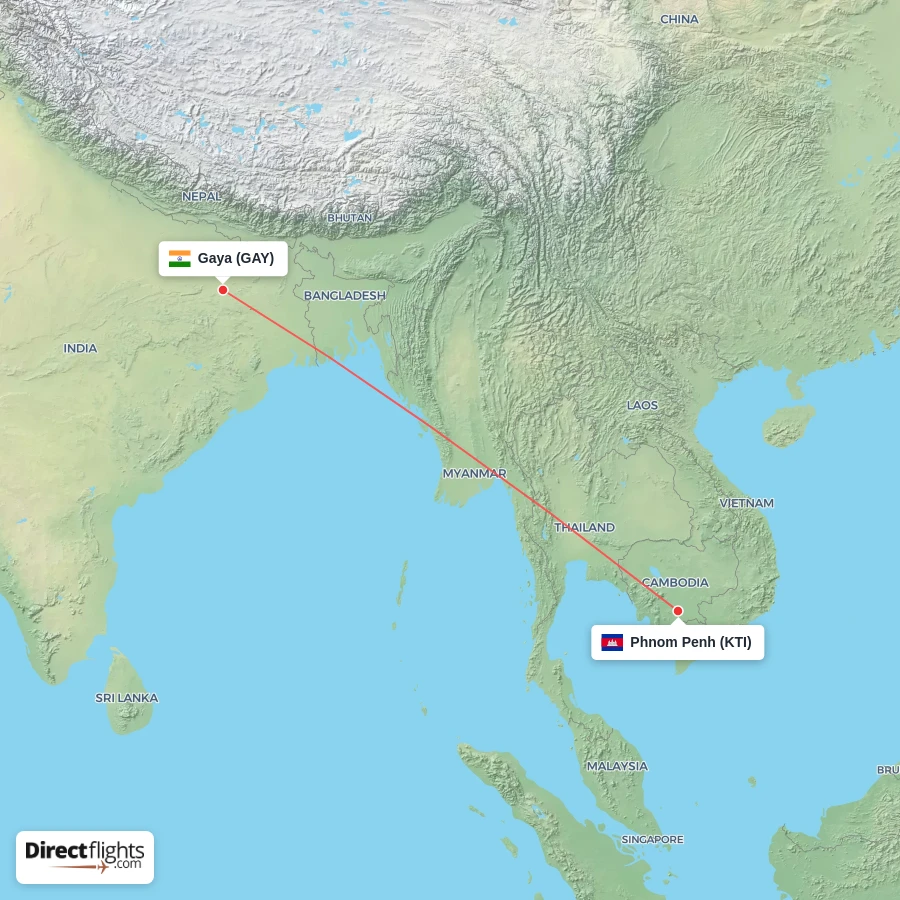 GAY - KTI route map