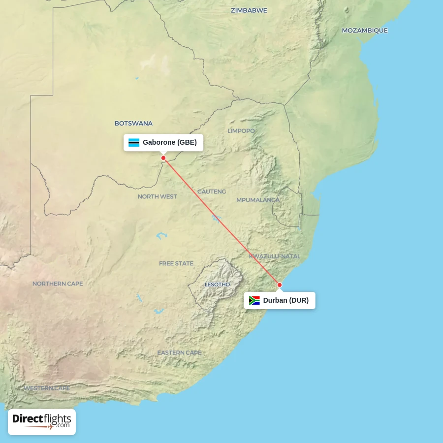 GBE - DUR route map