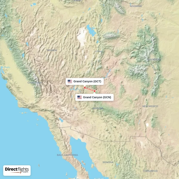 Grand Canyon - Grand Canyon direct flight map