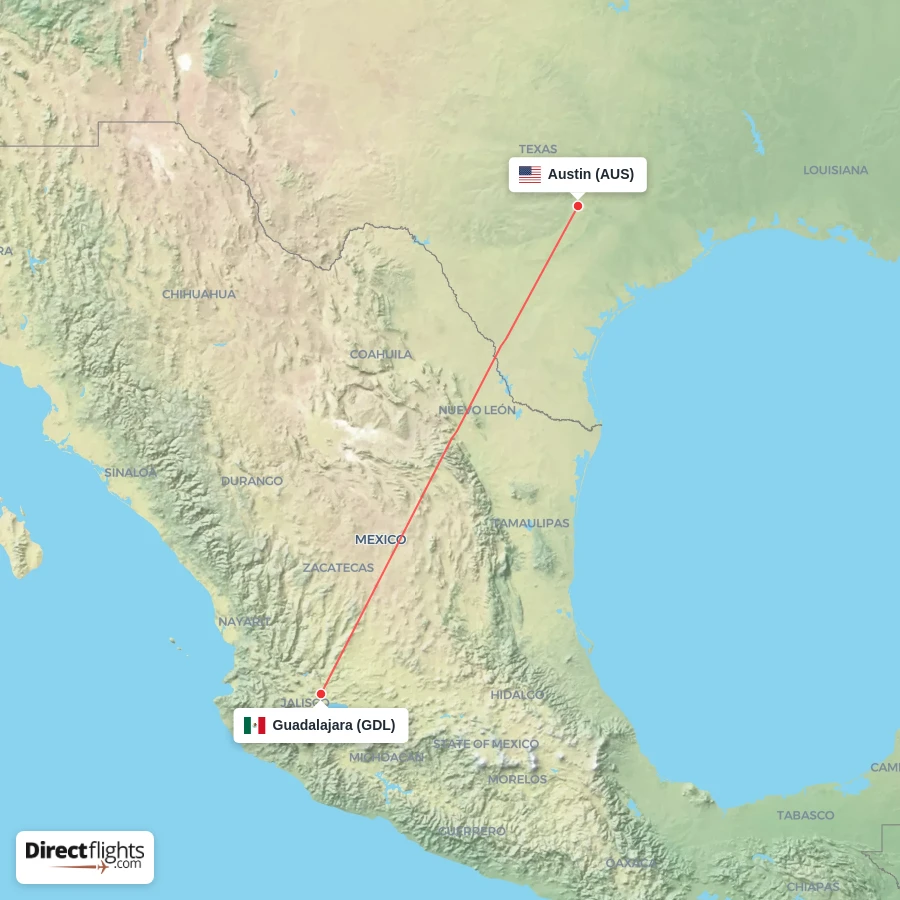 GDL - AUS route map