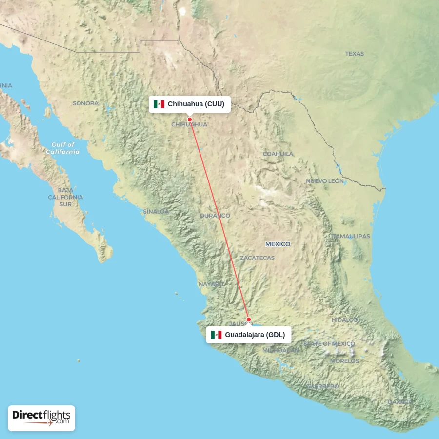 GDL - CUU route map