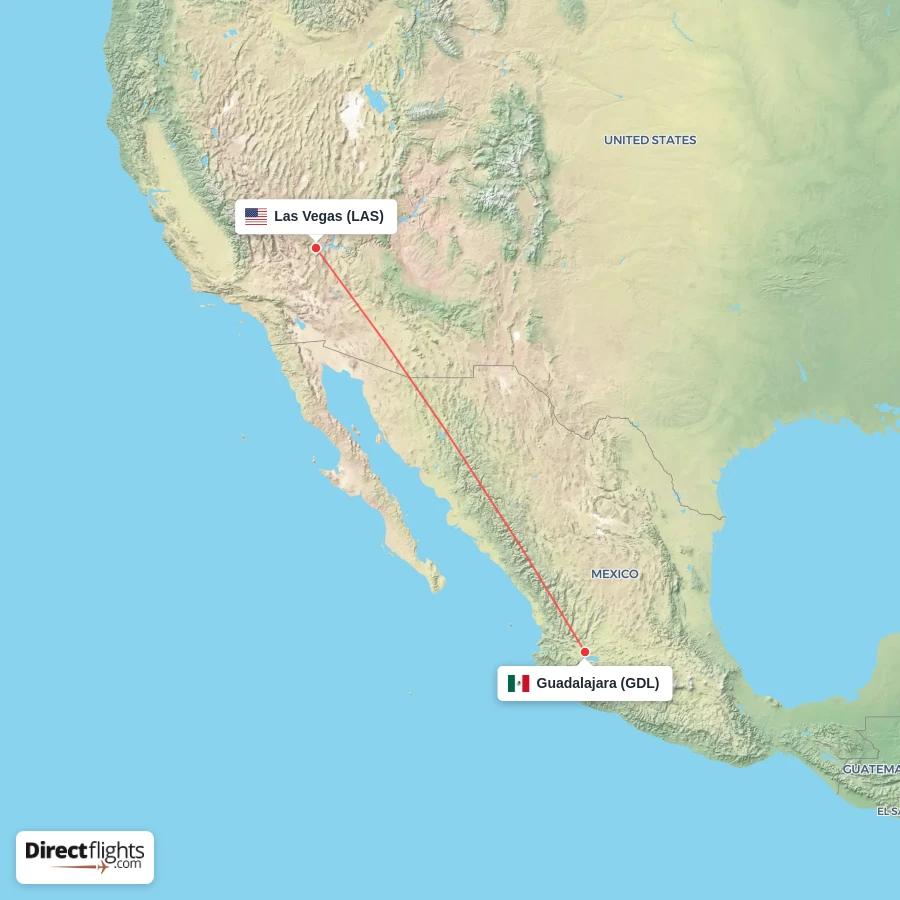 GDL - LAS route map