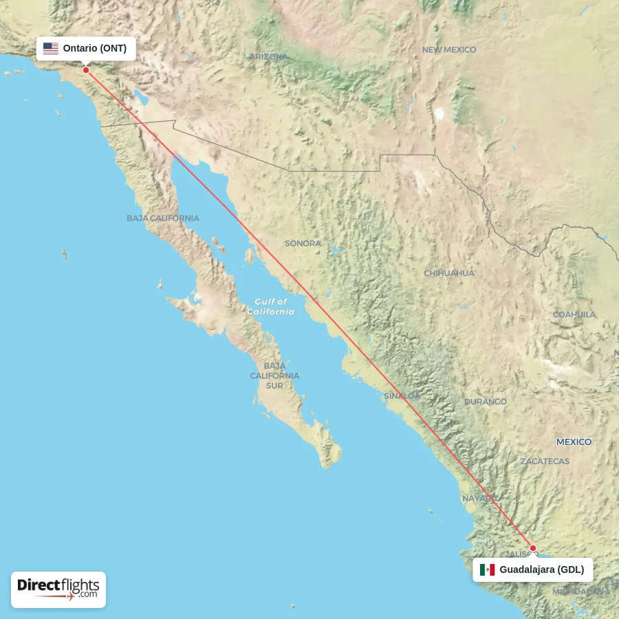 GDL - ONT route map