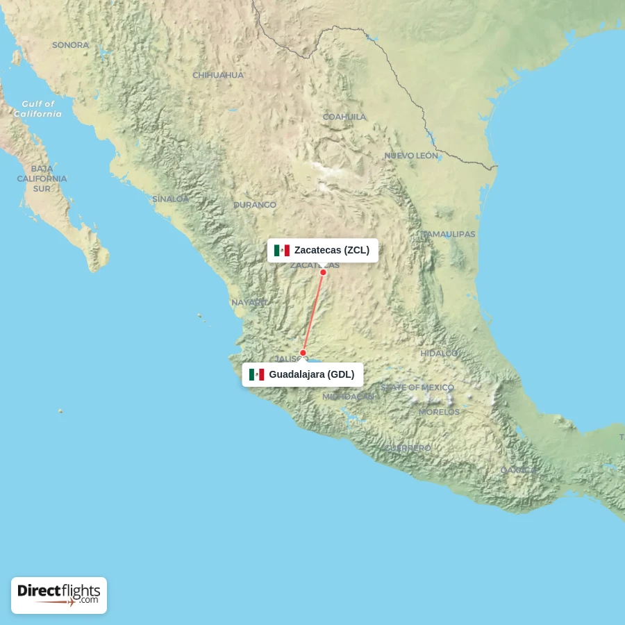 GDL - ZCL route map