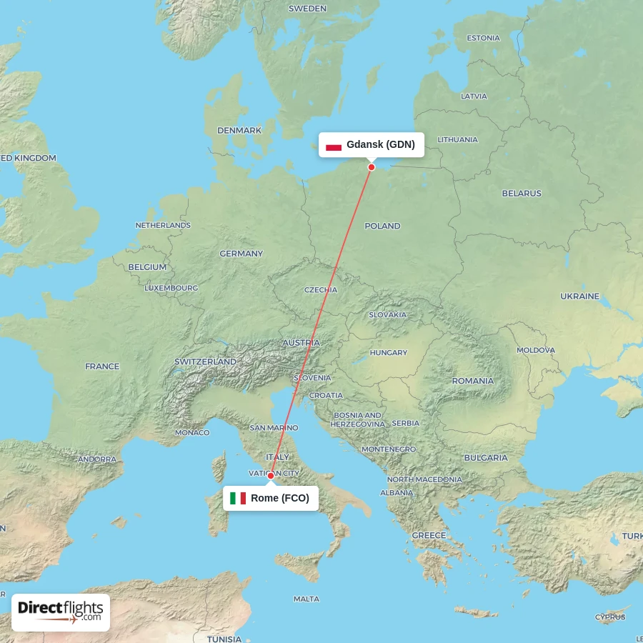 GDN - FCO route map