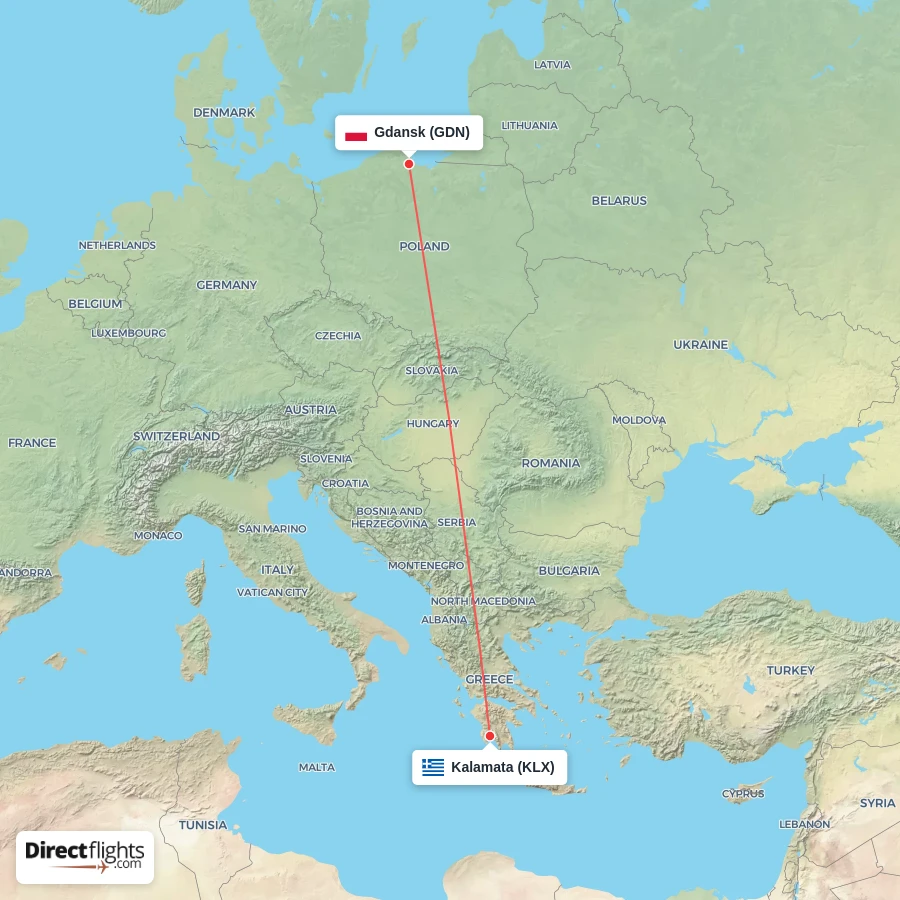 GDN - KLX route map