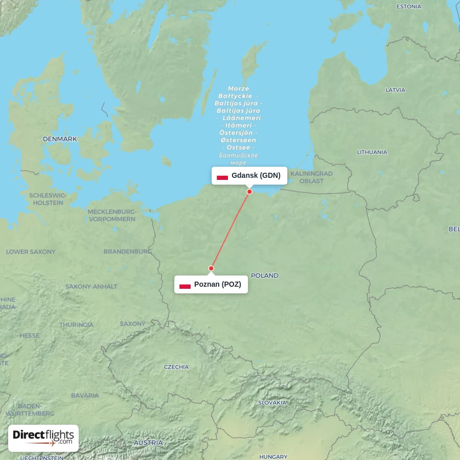 GDN - POZ route map