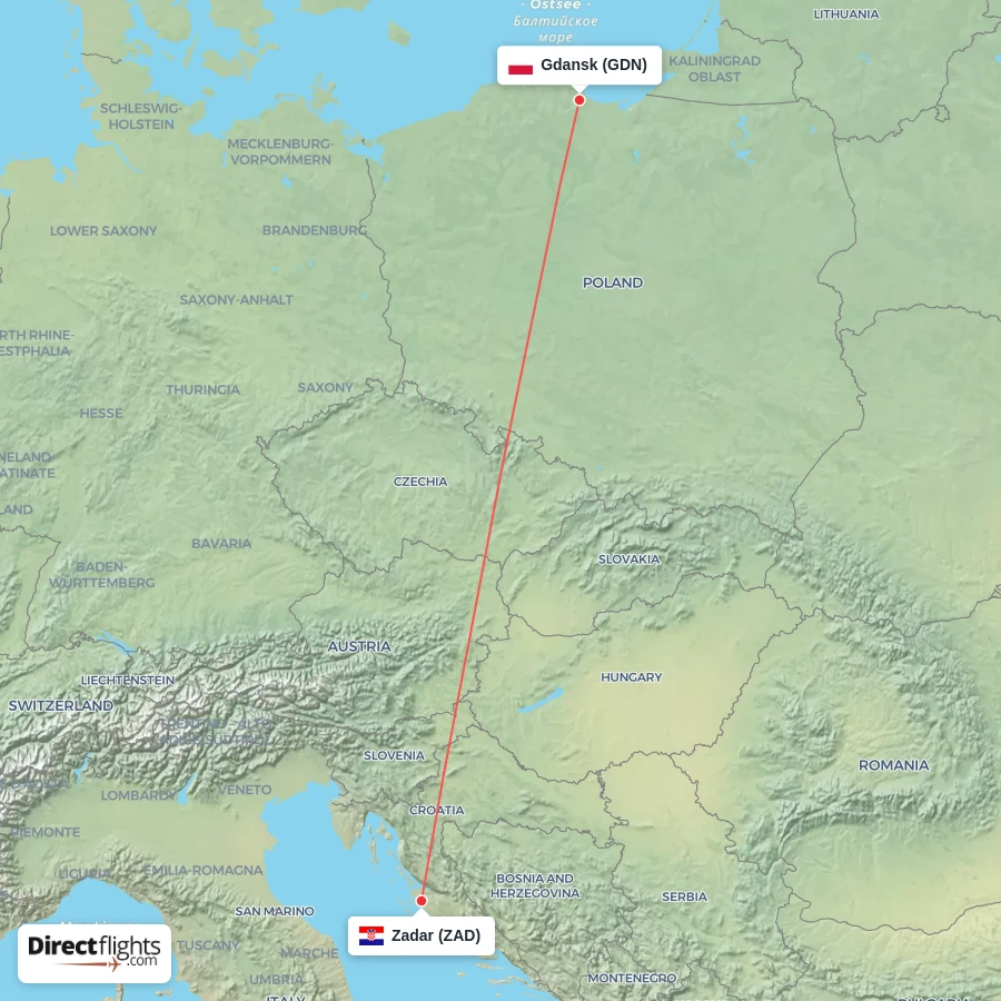 GDN - ZAD route map