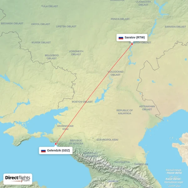 Gelendzik - Saratov direct flight map