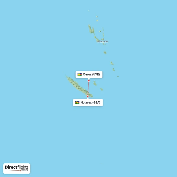 Noumea - Ouvea direct flight map