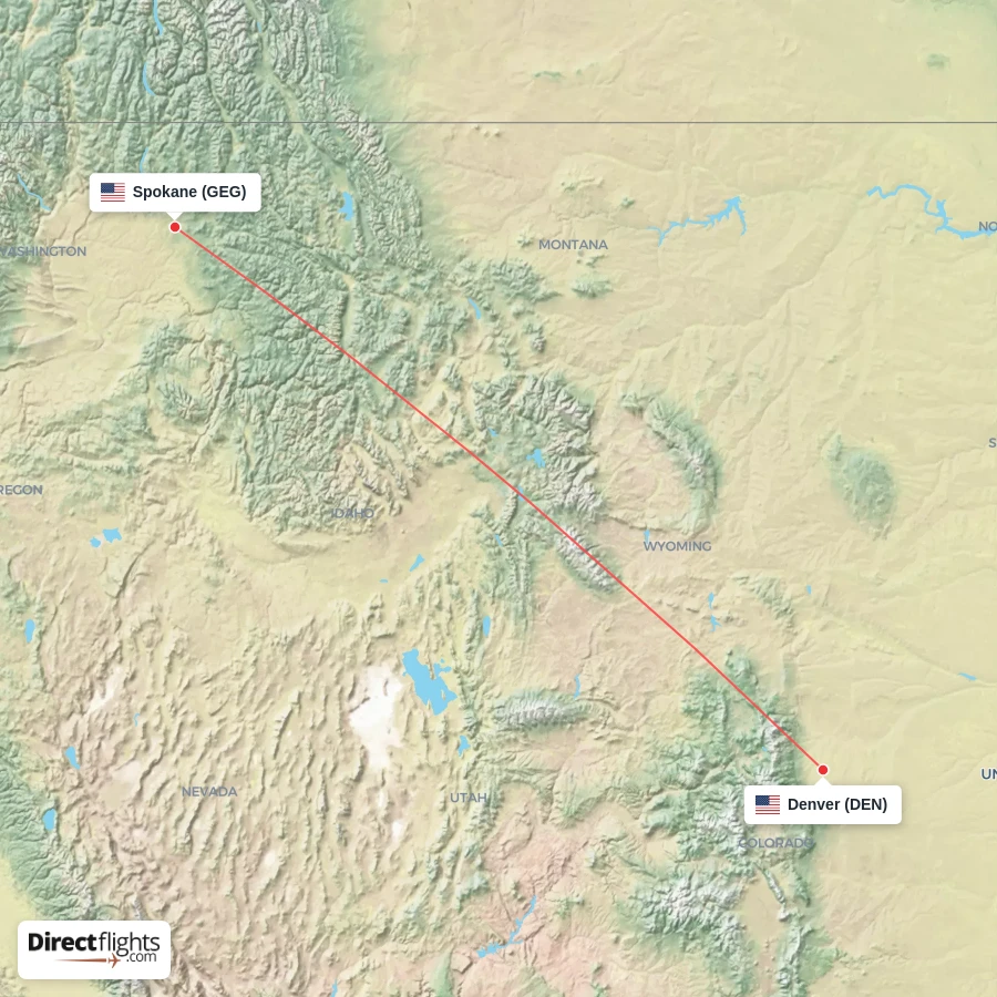GEG - DEN route map